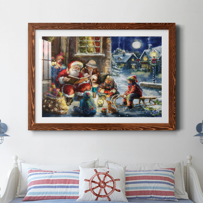 «Story Time Santa» - reproduction de cadre photo, H 31 po x l 44 po x P 1 po, Cadre en érable