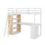 Lit mezzanine simple avec échelle, tablettes et bureau