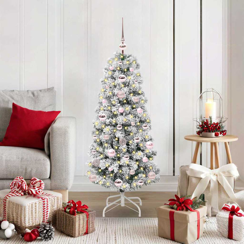 Artificial Hinged Christmas Tree Green and white, 3.94 ft