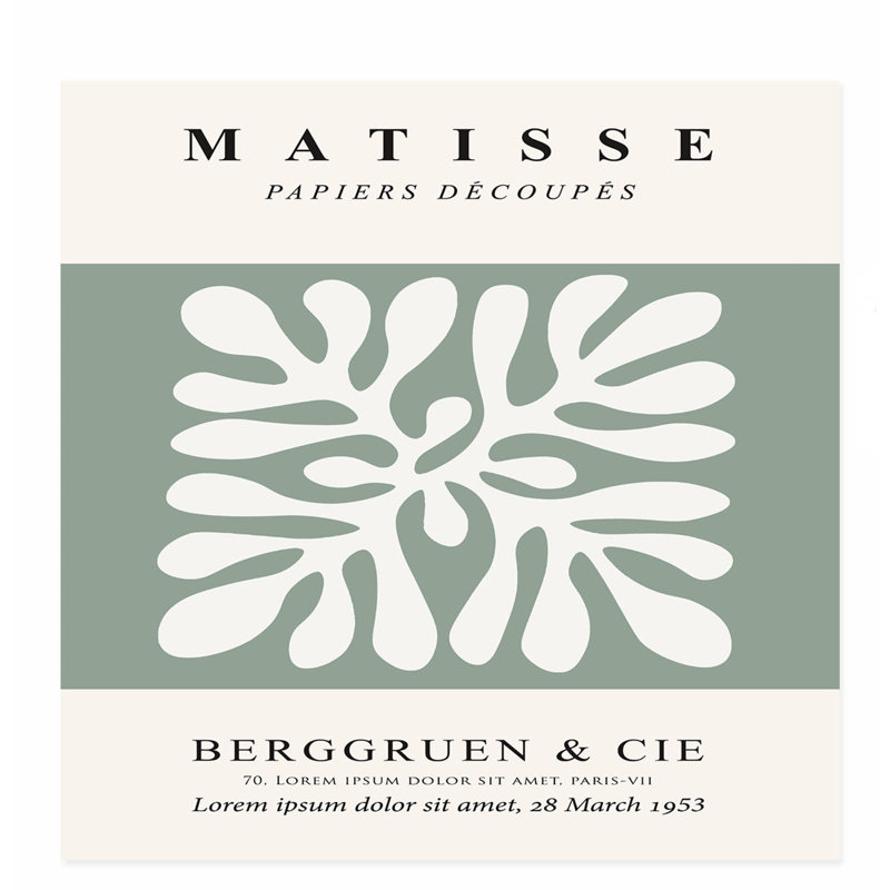 «Abstract Matisse», reproduction d'art moderne sans cadre, vert sauge, H 12 po x l 12 po
