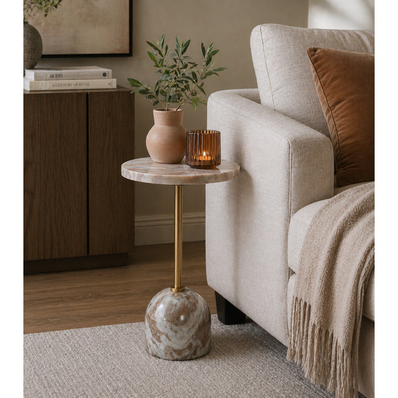Poise Taupe Marble Drink Table