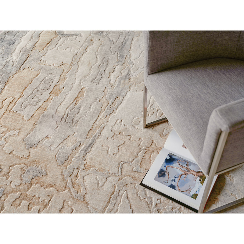 Infinity Power Loomed Wool/Nylon Abstract Area Rug in Silver/Gray/Brown/Beige, Rectangle 9' x 12'