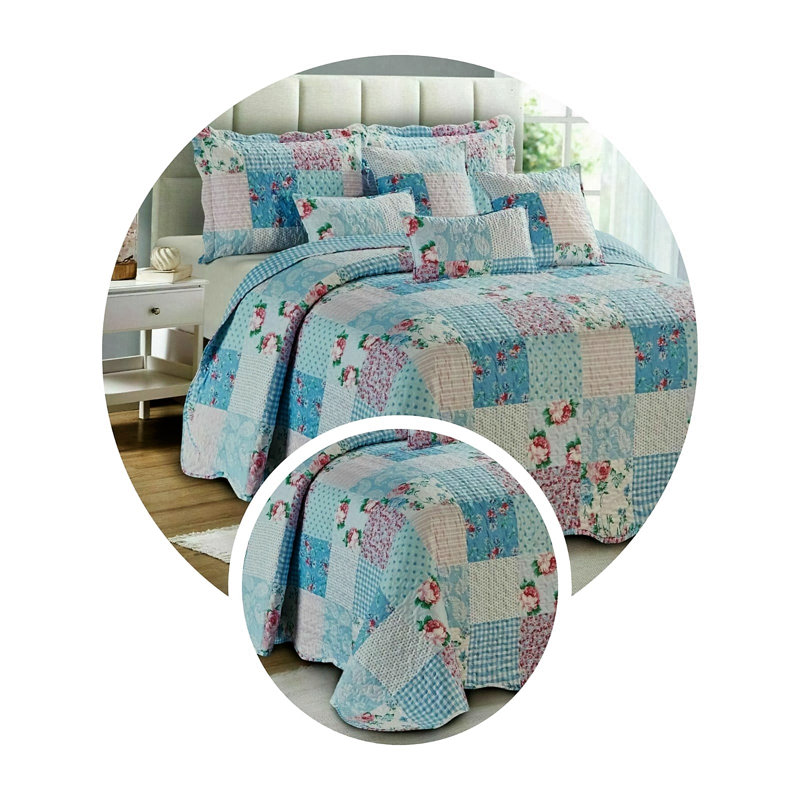 Stanway August Grove Bedspread Set with a pillow, Blue, W235 x L250cm