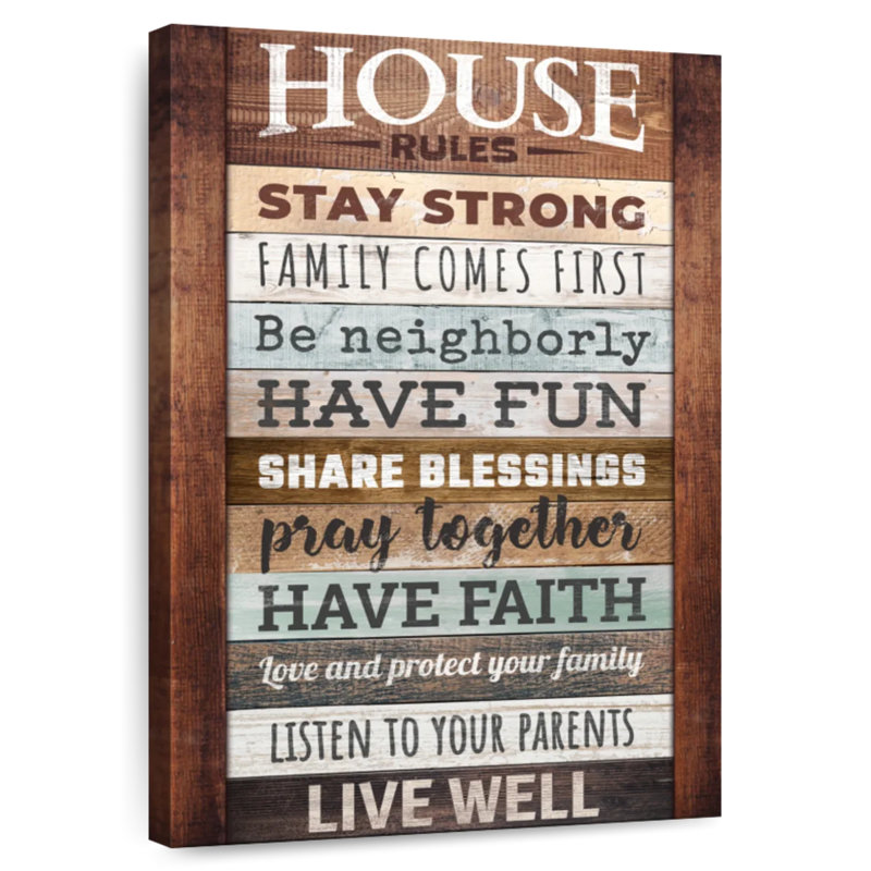 Plaque murale Kema Inspirational House Rules, H 45 po x l 30 po