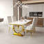 Ensemble de table de salle à manger Glam blanc et doré avec 4 chaises capitonnées en cuir blanc-944751717