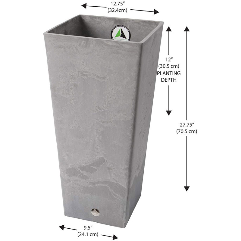 Valencia Rectangular Plastic Planter Box, Gray