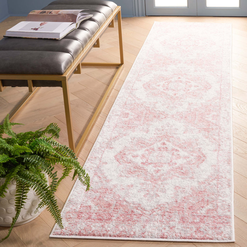 Lowrey Ivory/Gray/Pink Rug, Runner 2' x 9'