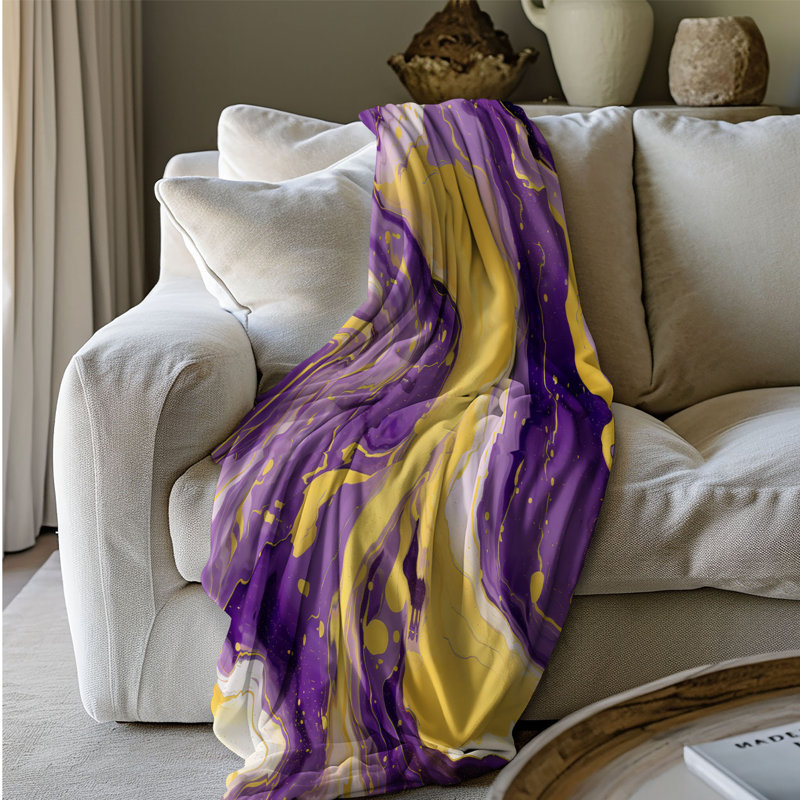 Jeté en améthyste Marbré Glow - 1 pièce Sherpa Bla Premium, L 50 po x L 60 po