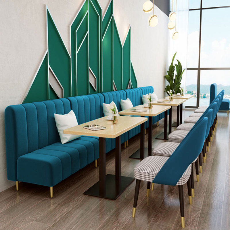 Banc rembourré en velours, Bleu