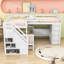 Lit superposé simple au dessus d'un lit double avec rangement pour escalier et bureau rétractable-1917834633