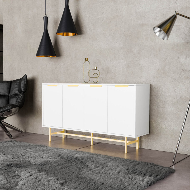 Covedale 144cm Console Table, White/Gold