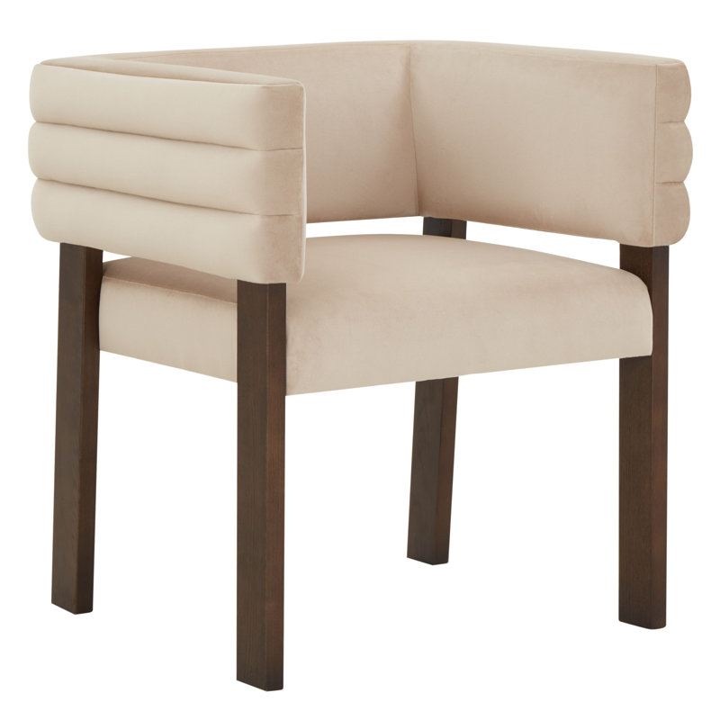 Aliezah Velvet Upholstered Back Armchair Dining Chair, Light Brown