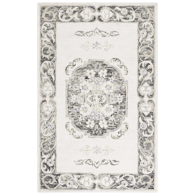 Hand Tufted Wool;Cotton Floral Rug, Runner 2'3" x 9'