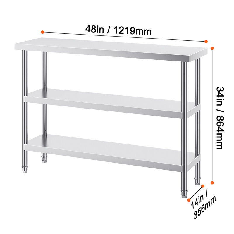 Table de préparation en acier inoxydable