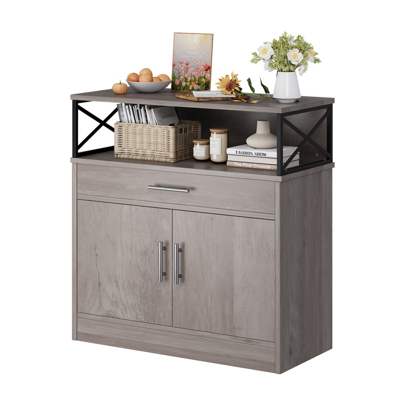 Buffet Abriah de 31,4 po de largeur, Gris ivoire