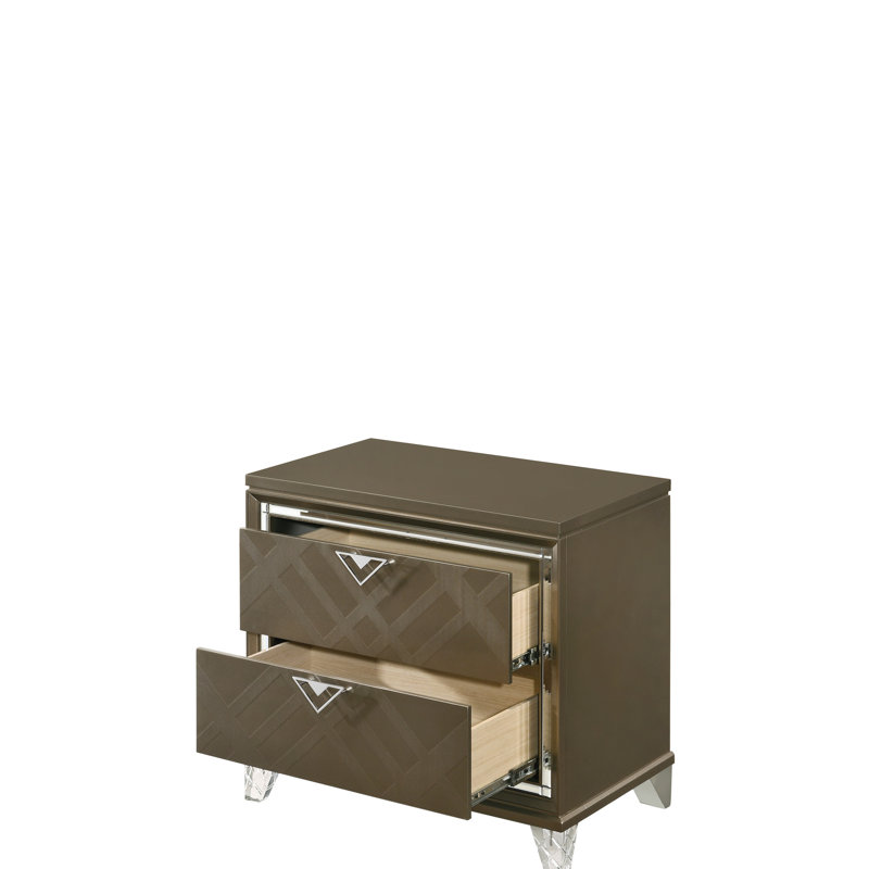 Dark Champagne Nightstand With Enhanced Visual Appeal Modern Framework Structure