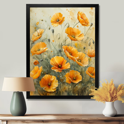 «Yellow Poppies Whispers Of Joy I» - Art mural coquelicots