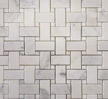 Carrara 1 in. x 2 in. Basketweave Polished Marble Tile