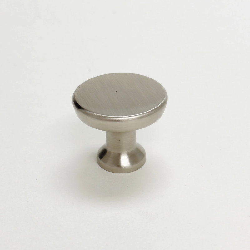 Solid Brass "Collin" Round Cabinet Knob, Brushed Nickel