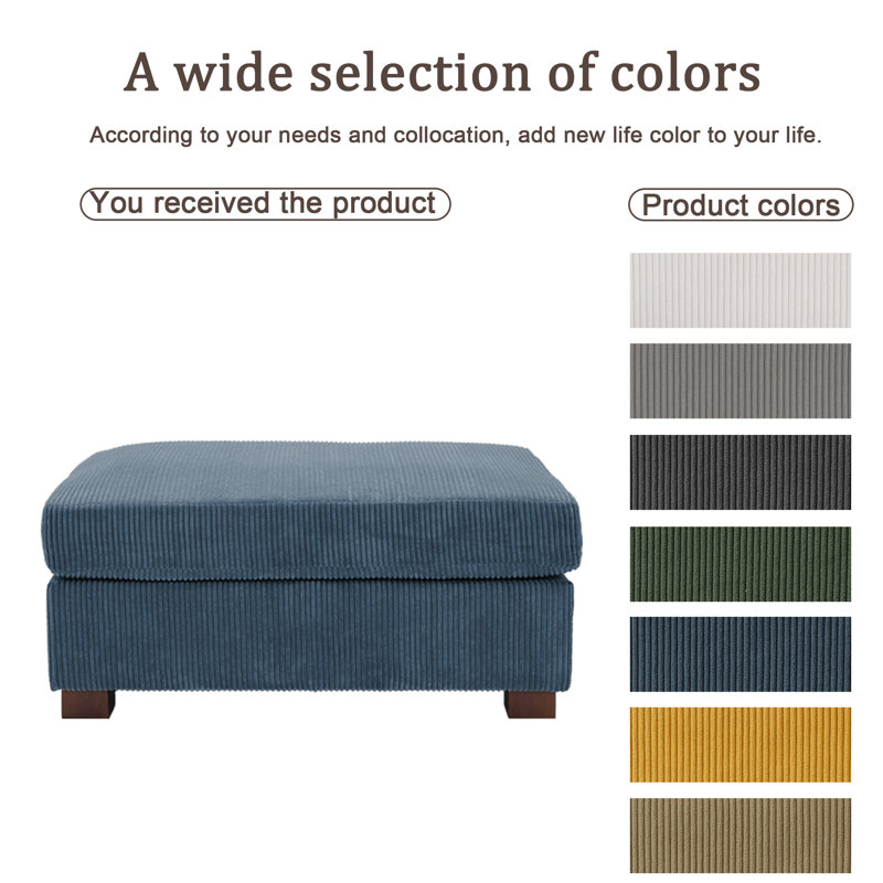 105.9cm Wide Square Solid Colour Standard Ottoman, Navy