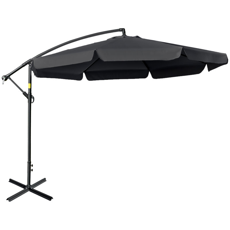 Arlus 2.7m Garden Banana Parasol Cantilever Umbrella Outdoor Black