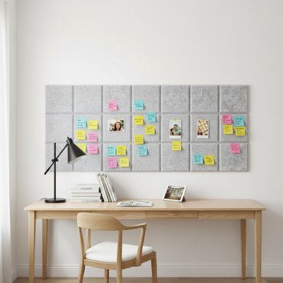 1 panneau de feutre à neuf grilles murales bricolage photo de message mural babillard école chambre salon décoration murale 30 x 30 cm / 11,81 po, gris