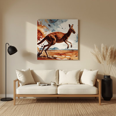 Faune, art mural brun en kangourou rouge