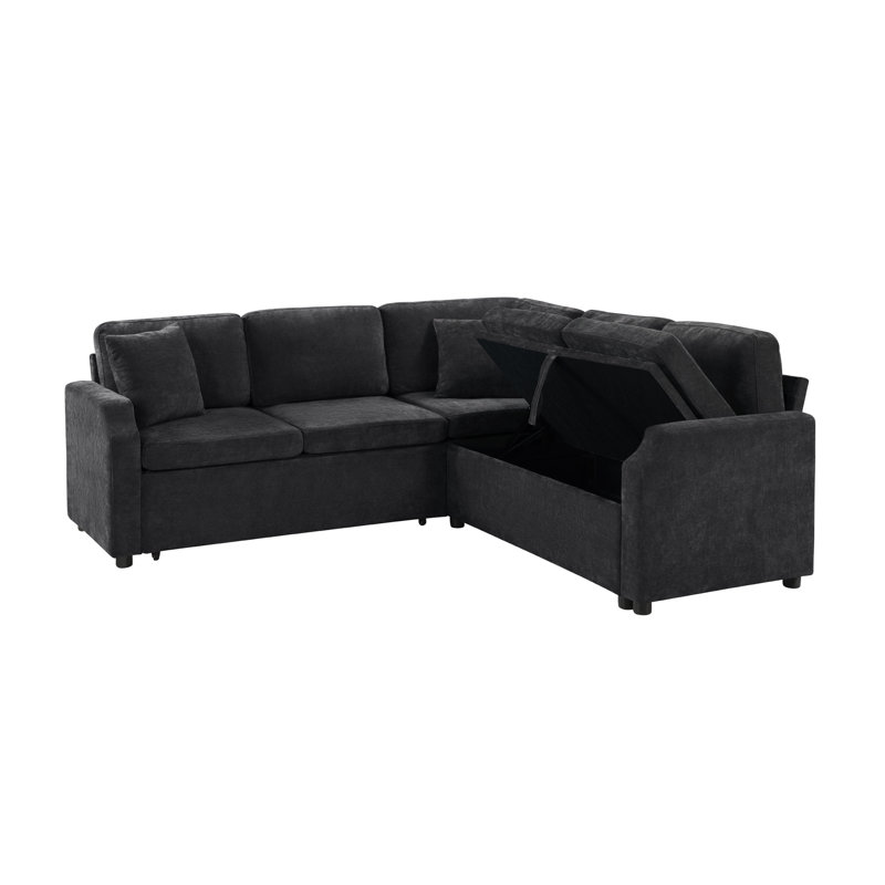 Canapé-lit modulaire en forme de L Canapé modulaire rembourré en L de 81,9 po avec canapé-lit et compartiment de rangement dissimulé pour le salon