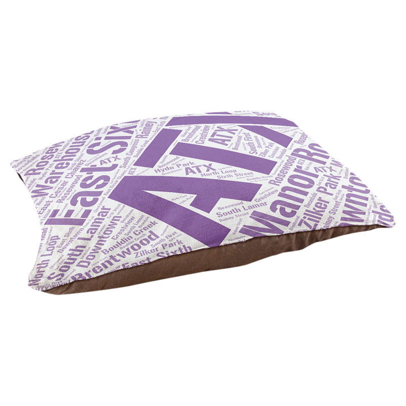 Coussin de chien « districts », Très grand (H 17 po x l 50 po x P 40 po), Mauve, Austin