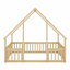 Lit de plancher en bois en forme de maison avec clôture, garde-corps-118009515