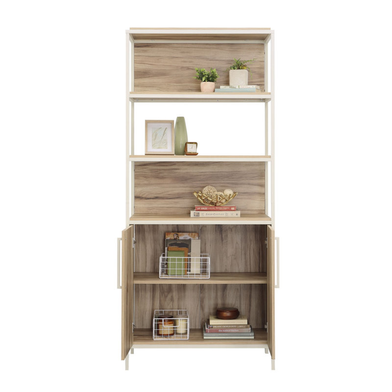 Bibliothèque avec portes, finition brune