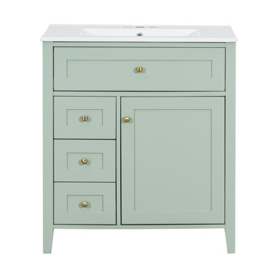 30" Bathroom Vanity with Sink, Modern Cabinet with 3 Drawers and Adjustable Shelf, Freestanding Vanity for Bathroom Storage and Organization