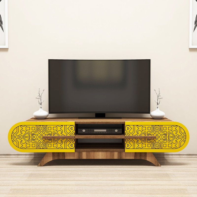 Keikei Unfinished TV Stand, Yellow
