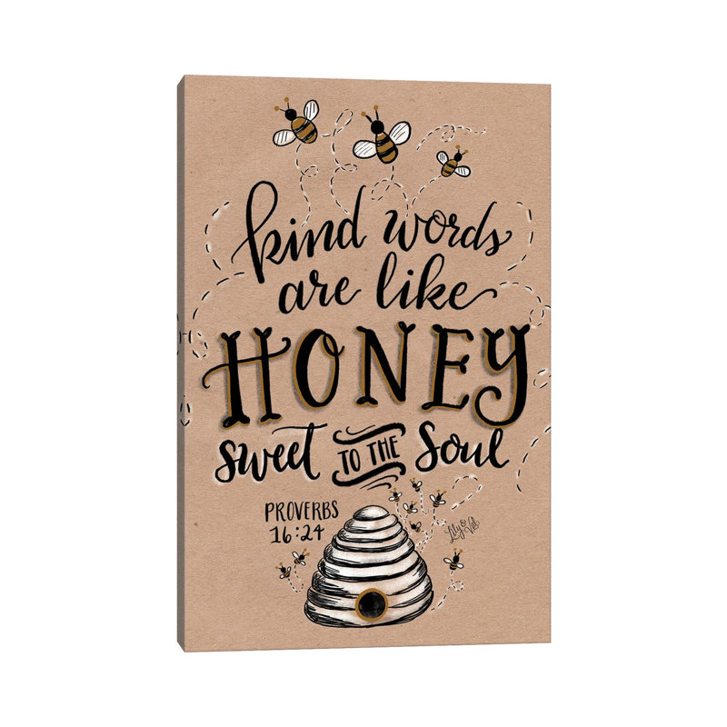 Kraft - Kind Words Are Like Honey, Wrapped Canvas, 20.32 cm H x 30.48 cm W