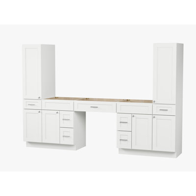 Ensemble de meuble-lavabo double 108 po avec armoire en lin massif Disar