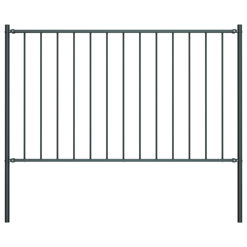 Chourasiya Fence Panel with Posts Powder-coated Steel, Anthracite