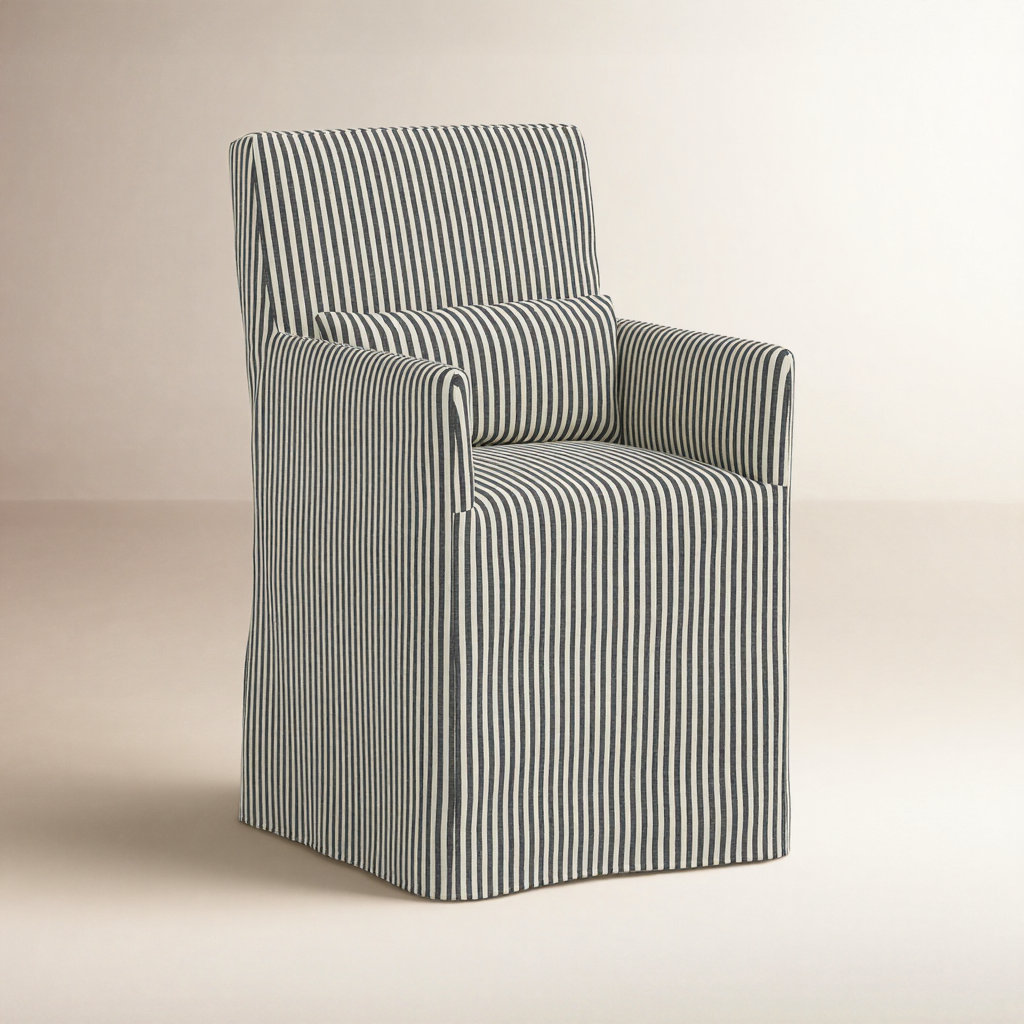 Stoffer Home Cotton Armchair, Jane Stripe Carbon