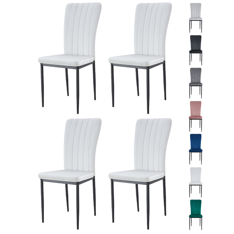 Metal Side Chair in Dark Grey, 4, Green