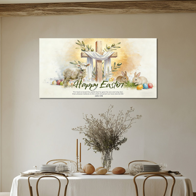  Art mural sur toile de Pâques - Pâques, H 12 po x l 24 po
