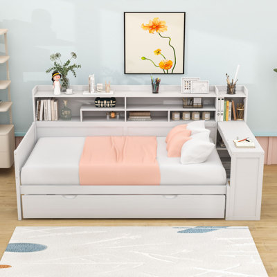 Daybed with  Trundle, Storage Shelves and Study Desk