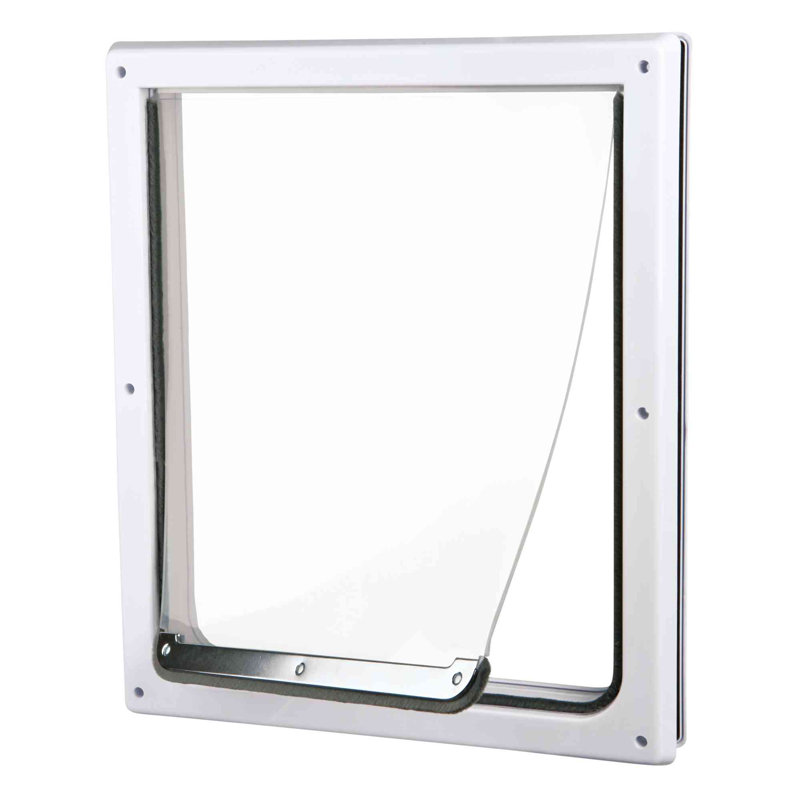 Medium White Metal Lockable Dog Door with Flap