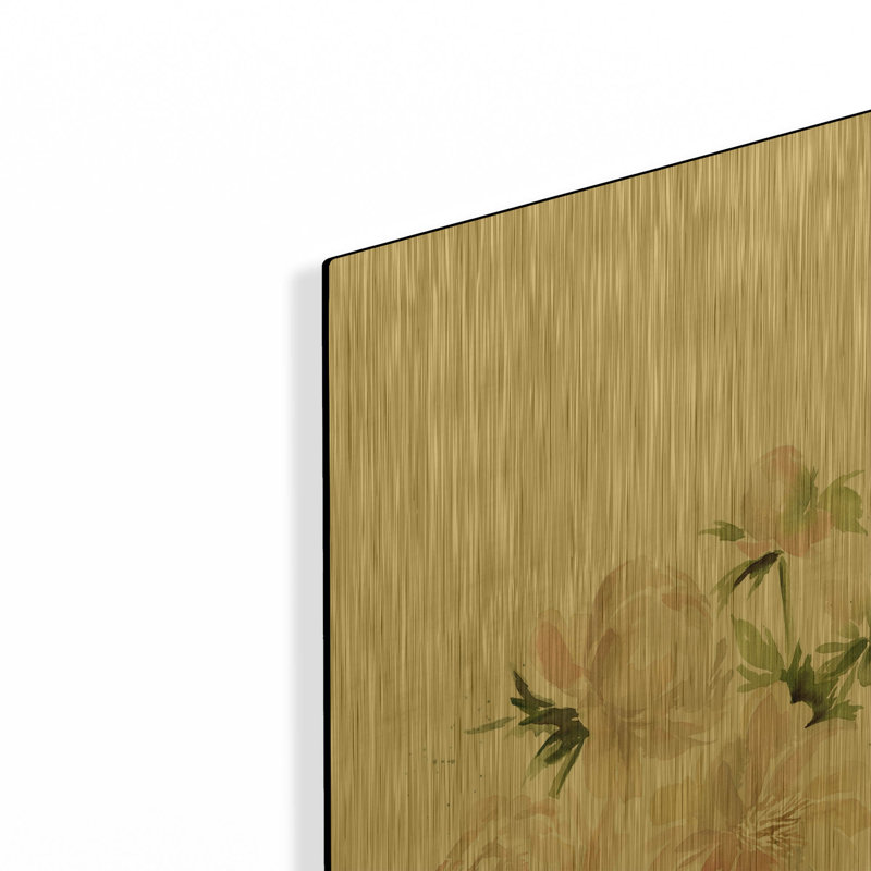 «Peony I» par Katrina Pete, art mural en métal doré, 16 po x 24 po, 16"x24"