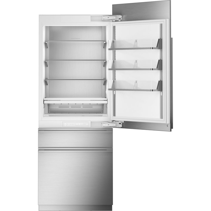 Monogram 30" W Integrated Customizable Refrigerator, Panel Ready, Minimalist, Right, 84" H Stainless Steel Panel