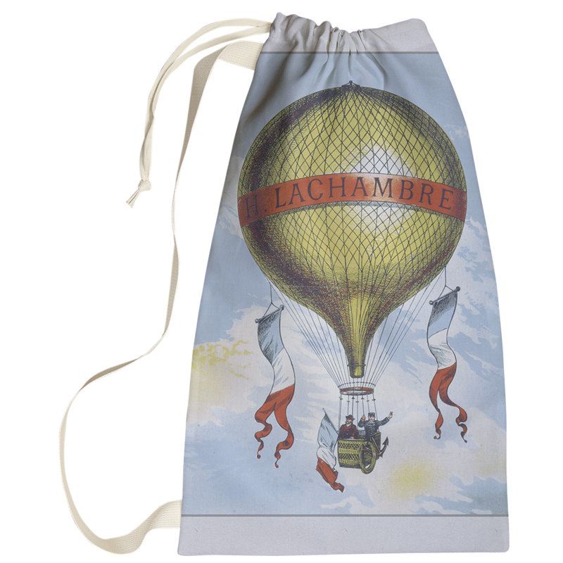 Alanson Fabric Laundry Bag with Handles, Small ( 64" H x 20" W x 1.5" D), Yellow/Sky Blue