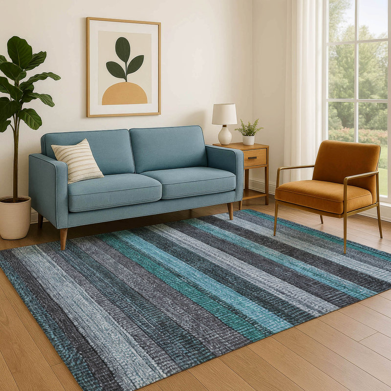 Premium Machine Washable Medena AMF1865 Stripes Rug, Rectangle 10' x 14'