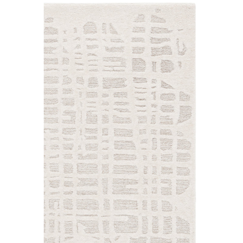 Gourdon 535 Hand Tufted Wool/Cotton Abstract Indoor Use Only Rug in Ivory/Gray, Rectangle 6' x 9'