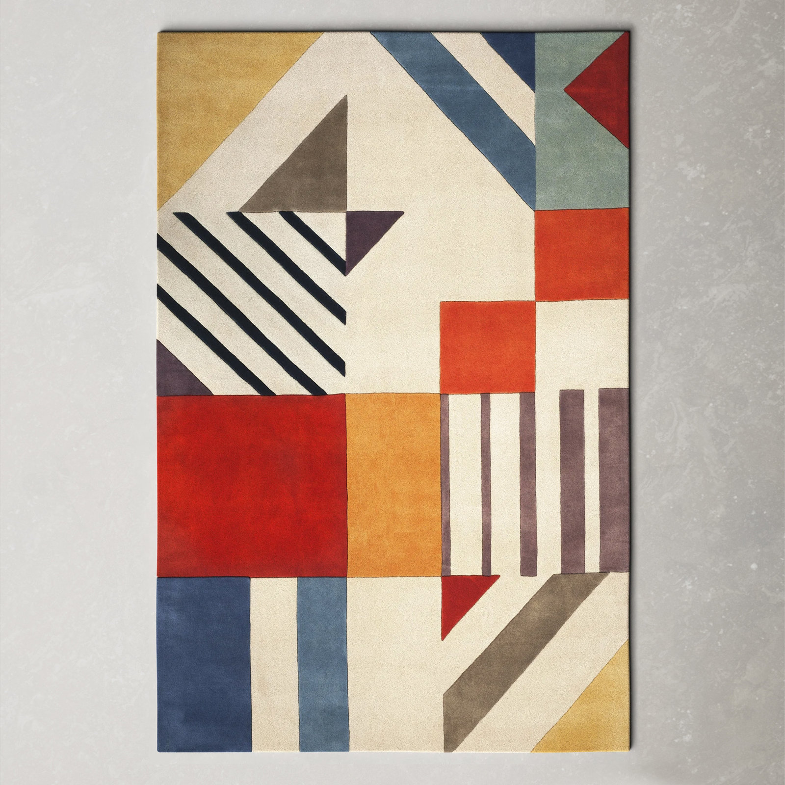Tripoli Ivory Multi Hand-Tufted Geometric Rug, Rectangle 2' x 3'