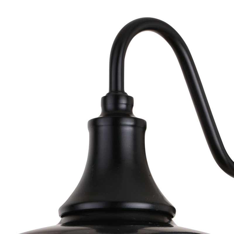 Martensdale 10.25 in. H 1-Light Dark Bronze and Light Gold Dusk to Dawn Sensor Industrial Outdoor Wall Sconce, Gooseneck Metal Shade, LED Compatible for Exterior Porch Patio Front Door or Garage