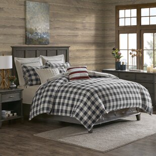 Bee & Willow Home Queen /Full Comforter Set Yarn Dye Buffalo Check Charcoal