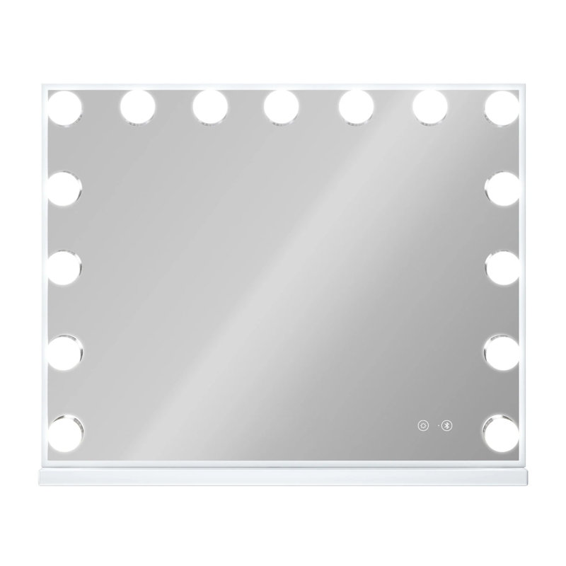 Miroir de salle de bain avec lumières et haut-parleur Bluetooth 22,8 "X 18.1", 18,9 po x 22,8 po, Blanc / Doré